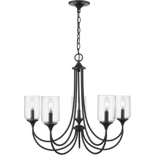Waddingham 5 Light 27 inch Matte Black Chandelier Ceiling Light